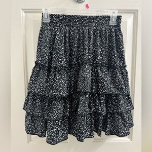 Black and White Mini Ruffle Skirt